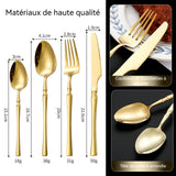 ouverts de table 3 ensembles 12 pièces Ensemble de couverts de luxe acier inoxydable couleur or antique Prise en main confortable