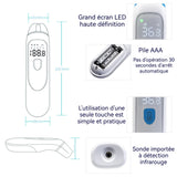 Thermomètre Frontal 80g 32 jeux de mémoire Mesure de la température en double mode Ecran rétro-éclairé HD Portable Thermomètre