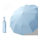Parapluie noir en caoutchouc Parapluie automatique à grand os Parapluie à trois volets Parasol Protection UV Parapluie pliant
