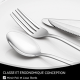 Ensemble de couverts set de 24 acier inoxydable argent pour 4 personnes vaisselle comprend fourchette cuillère couteau avec boîte