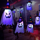 Guirlande lumineuse LED en tissu pour Halloween, lumières décoratives, arrangement de vacances, lanternes, rideau fantôme