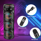 Enceinte 60 W bluetooth 5.0 Enceinte karaoké portable lumineuse avec micro enceinte sono haut-parleur stéréo extérieur sans fil