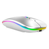 Souris sans fil Bluetooth 2.4 G Bluetooth Dual Mode Rechargeable Mouse Silent Light Computer Laptop Office Gaming Mouse Argenté