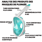 Masque de plongée 12cm supérieur à distance entre les yeux et le menton 22cm longueur du tube masque de natation masque de plongée