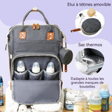 Sac à langer 38x27 cm Tissu Oxford Grande capacité de 20 L Peut contenir 3 biberons Peut se déplier en lit bébé de 70 cm Sac à dos