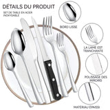 Ensemble de couverts 36 pcs argent acier inoxydable pour 6 personnes contient des couteaux des fourchettes cuillères avec boîte