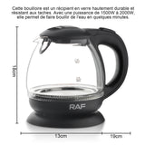 Bouilloire Électrique Transparente 1L 1600w Bouilloire avec Arrêt Automatique Sécurisé Sans BPA avec Indicateur LED et Câble 0.7m