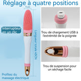 Brosse Dos Douche 500mAh Manche de 45 cm Prise en charge USB Nettoyage en profondeur Têtes de brosse en silicone Brosse de Bain