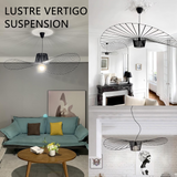 Suspension luminaire 220v 60cm lumière réglable en 3 couleurs suspension LED forme de chapeau de paille lustre vertigo suspension