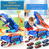 Voiture télécommandée transformation de forme double bleu courses convient aux 3 ans et plus tyrannosaurus rex avale une voiture