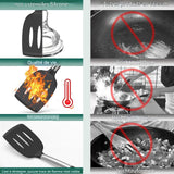 Ustensiles de cuisine 43 pcs ensemble de cuisine en silicone Batterie de cuisine résistante à la chaleur avec porte-couverts noir
