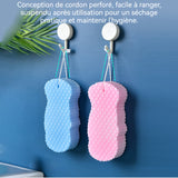 Éponge de bain 140x68x28mm 2 pièces éponge de bain exfoliante douce haute ténacité réutilisable corps éponge de douche Bleu et ros