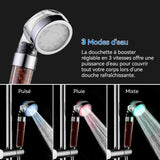 Pommeau de douche avec filtre avec 3 couleurs tête de douche température 22x6,5x5,8cm douchette LED anti calcaire haute pression