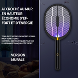 Raquette Électrique Insectes 3 en 1 1200MAH Raquette Anti-moustiques rechargeable utilisée pour Tuer Les moustiques Convient Noir