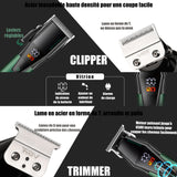 Tondeuse cheveux 2000mAh affichage LED kit tondeuse à cheveux et tondeuse barbe rechargeable professionnelle tondeuse pour hommes