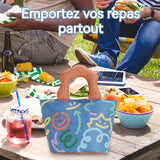 Sac Isotherme Repas 30x20x15cm Sac à lunch isotherme pique-niques travail imperméable et léger Réutilisable Motif de dessin animé