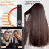 Brosse lissante pour cheveux 220v LCD 5 niveaux réglage utilisation humide sèche avec gants et épingles à cheveux peigne à lisser