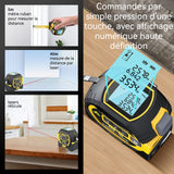 Télémètre laser 3 en 1 Mètre à Ruban numérique avec écran LCD avec ligne laser croisée 131Ft  Laser 16Ft Mètre à Ruban