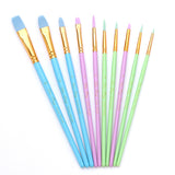 Pinceaux pour aquarelle 10pcs Set de tiges de couleur Pinceaux pour aquarelle à l'huile Set de pinceaux en poils de nylon