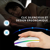 Souris sans fil Bluetooth 2.4 G Bluetooth Dual Mode Rechargeable Mouse Silent Light Computer Laptop Office Gaming Mouse Blanche