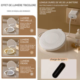 Miroir Grossissant 1x/5X Rechargeable Miroir de Cosmétique Voyage Gradation 3 Couleurs Double Face LED Miroir de Portable Lumineux