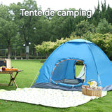 Tente de camping 200x150x110cm 3-4 personnes pliant entièrement automatique épaissi résistant à la pluie ouverture rapide bleu