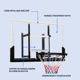 Panier de basket 112x72 cm taille du panneau de basket montage mural panneau de basket suspendu avec vis plaque d'acier PVC noir