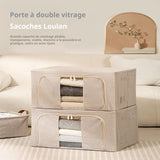 Rangement vetement 50x40x33cm sac rangement pour vêtements couette déménagement boîte rangement vêtements tissu coton et linblanc