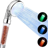 Pommeau de douche avec filtre avec 3 couleurs tête de douche température 22x6,5x5,8cm douchette LED anti calcaire haute pression