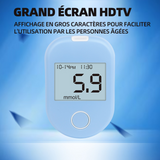 Instrument de mesure ABS surveillance de la santé avec 1 unité principale - 1 stylo de prélèvement - 50 bandelettes - 50 aiguilles