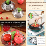 Panier vapeur 9 pouces acier en inoxydable avec poignée pliable compatible bateau à vapeur pour cuisson légumes et aliments