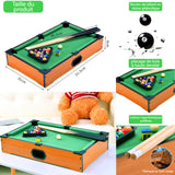 Table de billard 51x31x9cm billard de table pour enfants conception de bureau de simulation avec des boules et des queues de billard