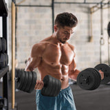 Haltères 2x15kg kit d'haltères réglables 16 plaques home training musclation paire d'haltères en métal noir poignée antidérapante