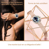 Montre intelligente féminin 170mAh 1,19 pouces Bluetooth 5.2 Fonction d'appel Charge magnétique IP68 Mode multi-sport imperméable Or