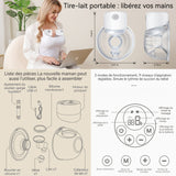 Tire Lait Electrique Main Libre Tire-Laits 2 pcs Faible Bruit Rechargeable 2 Modes 9 étapes Tire Lait Main Libre Écran Intelligent