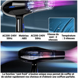Sèche-cheveux 800W haute puissance 5 niveaux d'air chaud et froid 2200 volume d'air élevé température constante soins capillaires