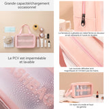 Trousse de toilette en PVC 6pcs trousse de maquillage set PU trousse de toilette de voyage trousse à cosmétiques transparente