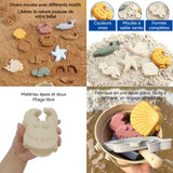 Jouet de plage ensemble de 8 pièces matériau en silicone facile nettoyer différents moule grande capacité poignée antidérapante