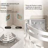 Etagere murale 1 lot de 2 pièces etagère d'angle murale de salle de bain double couche avec crochet support de rangement amovible