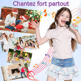 Machine de karaoké 1200 mah bluetooth 5,0 micro karaoke enfant avec 2 microphones lumière LED et effets de changement de voix bleu