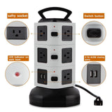 Prise intelligente  Avec 4USB  Protection contre les surcharges  Retardateur de feu Design rotatif 5 couches de prises