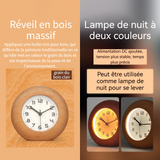 Réveil 110x115x43mm réveil en bois massif heure précise interrupteur tactile marquages clairs avec veilleuse réduction du bruit