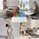 Humidificateur d'air 25,7x7x7,5cm 7 effets de lumière diffuseur huiles essentielles avec 150ml réservoir d'eau et 3 minuteries