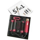 Brosse soufflante 5 en 1 Multifonction 1000W Fonction lissage/bouclage 3 Vitesses de température Kit de brosse chauffante Rouge