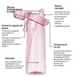 Bouteille d'eau de 650 ml de grande capacité avec diverses capsules de saveur de fruits matériau sûr facile à transporter étanche