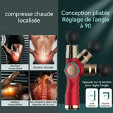 Pistolet de massage musculaire à percussion mini pistolet à percussion 32 vitesses 4 têtes de massage écran LCD relaxant rouge