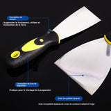 Grattoir 3 pièces avec 3 tailles différentes de raclettes poignée plastique pour taloche enduit couteau et finition d'enduits béton
