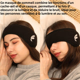 Masque de nuit 2 en 1 cache-yeux et cache-oreilles anti bruit bandeau dormir et cache oreille masques sommeil à réduction bruit