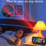 Reveil Projecteur INN® Plafond 8 fonctions réveil à projection Horloge projection miroir affichage numérique grand écran LED noir