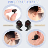 Bouchon d'oreille 4 paire insonorisés 4 tailles bouchons d'oreille en silicone réduction du bruit avec boîte de stérilisation UV